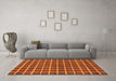 Machine Washable Checkered Orange Modern Area Rugs in a Living Room, wshabs1381org
