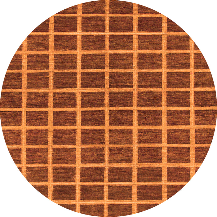 Round Checkered Orange Modern Rug, abs1381org