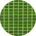 Round Machine Washable Checkered Green Modern Area Rugs, wshabs1381grn