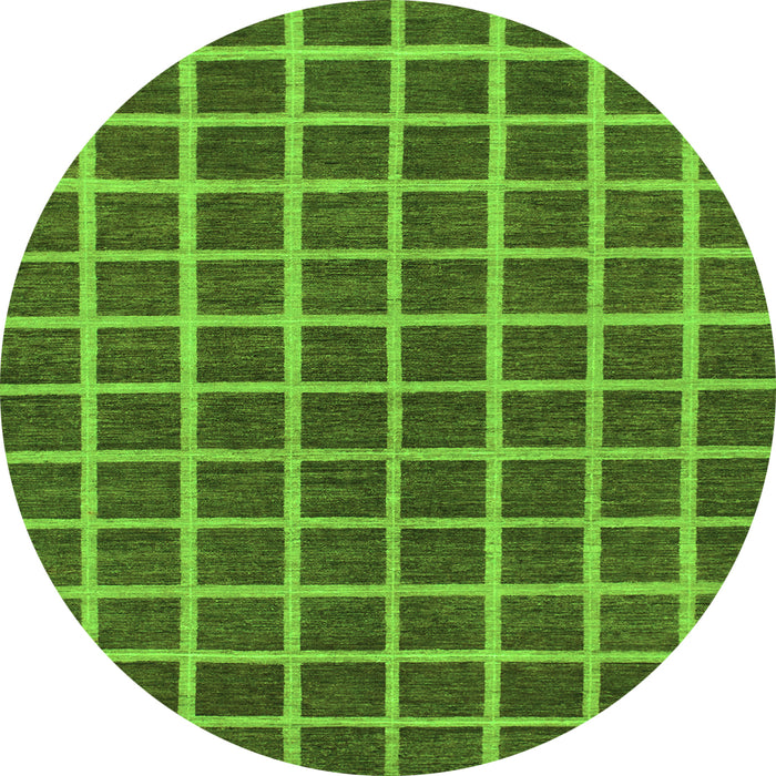 Round Checkered Green Modern Rug, abs1381grn