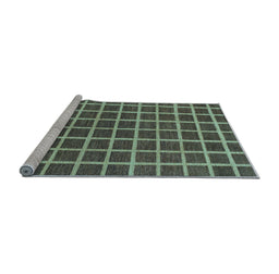 Sideview of Machine Washable Checkered Light Blue Modern Rug, wshabs1381lblu