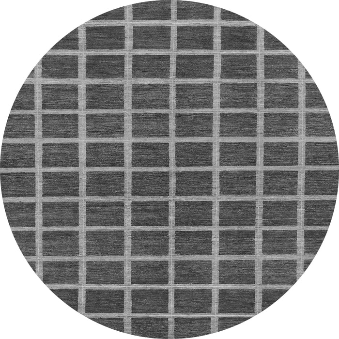 Round Machine Washable Checkered Gray Modern Rug, wshabs1381gry