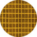 Round Machine Washable Checkered Yellow Modern Rug, wshabs1381yw