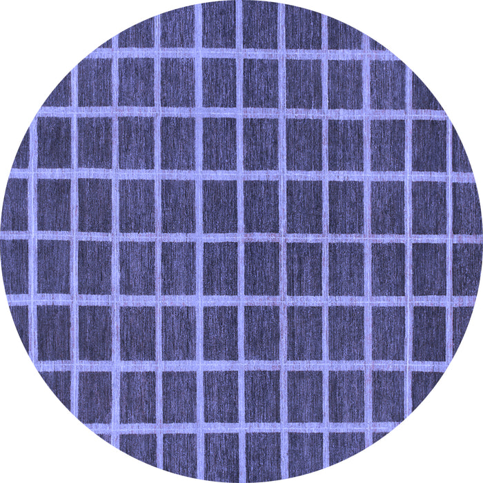 Round Machine Washable Checkered Blue Modern Rug, wshabs1381blu