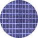 Round Machine Washable Checkered Blue Modern Rug, wshabs1381blu