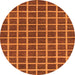 Round Machine Washable Checkered Orange Modern Area Rugs, wshabs1381org