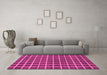 Machine Washable Checkered Pink Modern Rug in a Living Room, wshabs1381pnk