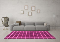 Machine Washable Checkered Pink Modern Rug, wshabs1381pnk