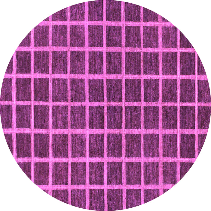 Round Checkered Purple Modern Rug, abs1381pur