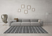 Machine Washable Checkered Gray Modern Rug in a Living Room,, wshabs1381gry