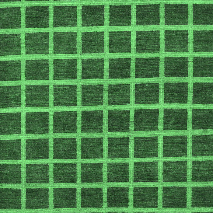 Machine Washable Checkered Emerald Green Modern Area Rugs, wshabs1382emgrn