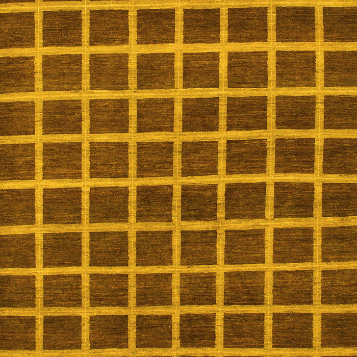 Machine Washable Checkered Yellow Modern Rug, wshabs1382yw