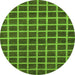 Round Machine Washable Checkered Green Modern Area Rugs, wshabs1382grn