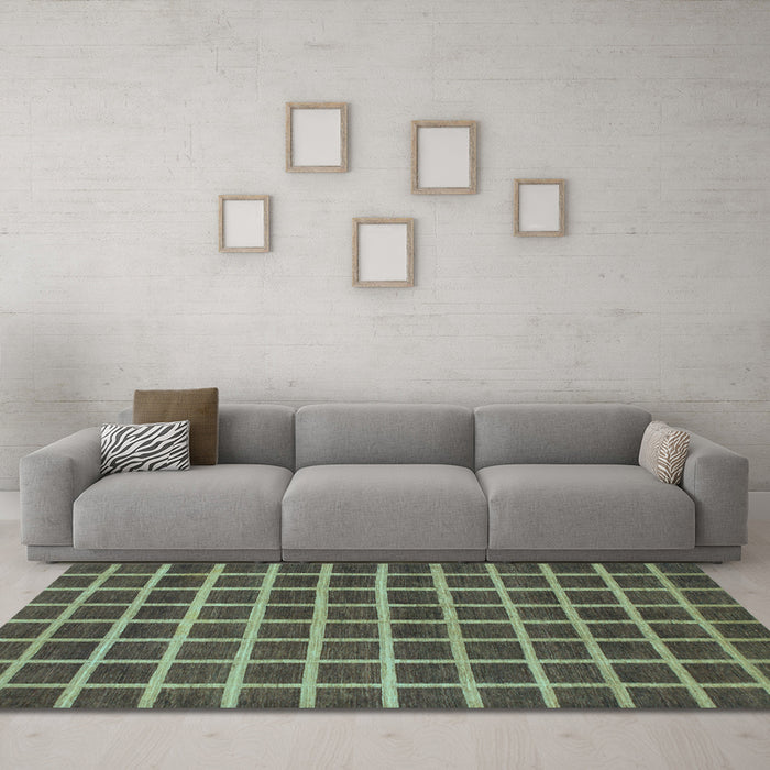 Machine Washable Checkered Light Blue Modern Rug in a Living Room, wshabs1382lblu