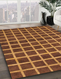 Abstract Saffron Red Checkered Rug, abs1382