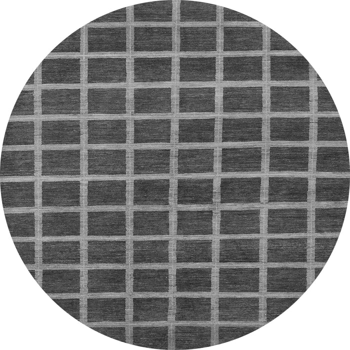 Round Machine Washable Checkered Gray Modern Rug, wshabs1382gry