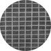 Round Machine Washable Checkered Gray Modern Rug, wshabs1382gry