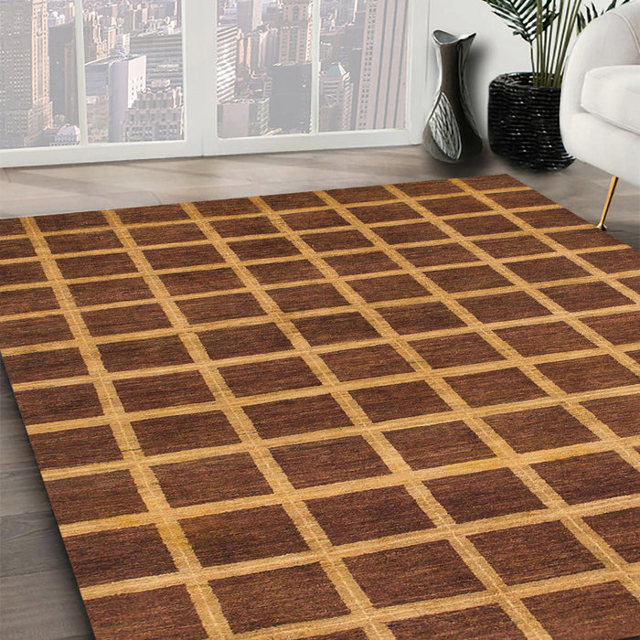 Machine Washable Abstract Saffron Red Rug in a Family Room, wshabs1382