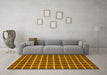 Machine Washable Checkered Yellow Modern Rug in a Living Room, wshabs1382yw