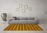 Machine Washable Checkered Yellow Modern Rug, wshabs1382yw