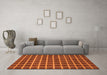 Machine Washable Checkered Orange Modern Area Rugs in a Living Room, wshabs1382org