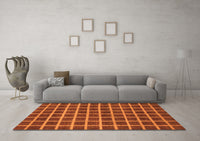 Machine Washable Checkered Orange Modern Rug, wshabs1382org