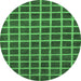 Round Checkered Emerald Green Modern Rug, abs1382emgrn