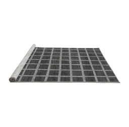 Sideview of Machine Washable Checkered Gray Modern Rug, wshabs1382gry