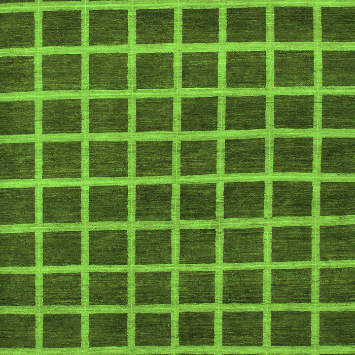 Machine Washable Checkered Green Modern Area Rugs, wshabs1382grn