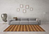 Machine Washable Checkered Brown Modern Rug, wshabs1382brn