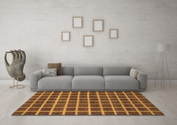 Machine Washable Checkered Brown Modern Rug in a Living Room,, wshabs1382brn
