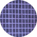 Round Machine Washable Checkered Blue Modern Rug, wshabs1382blu