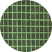 Round Checkered Turquoise Modern Rug, abs1382turq