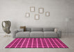 Machine Washable Checkered Pink Modern Rug in a Living Room, wshabs1382pnk