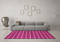 Machine Washable Checkered Pink Modern Rug, wshabs1382pnk