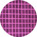 Round Machine Washable Checkered Purple Modern Area Rugs, wshabs1382pur