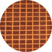 Round Machine Washable Checkered Orange Modern Area Rugs, wshabs1382org