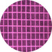 Round Checkered Purple Modern Rug, abs1382pur