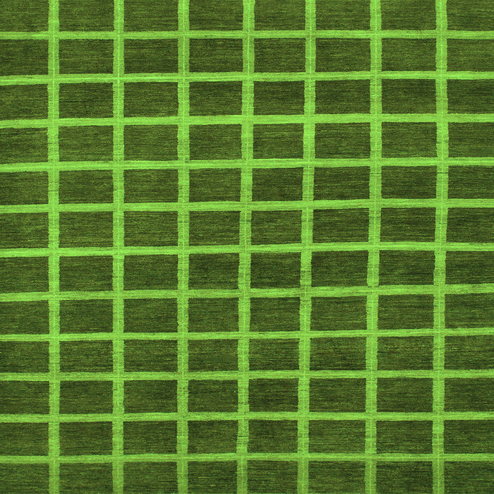 Square Machine Washable Checkered Green Modern Area Rugs, wshabs1382grn