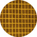 Round Machine Washable Checkered Yellow Modern Rug, wshabs1382yw