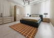 Abstract Saffron Red Checkered Rug in a Bedroom, abs1382