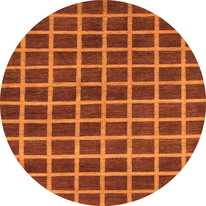 Round Checkered Orange Modern Rug, abs1382org