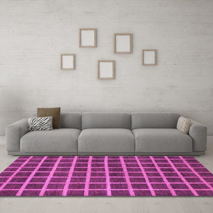 Machine Washable Checkered Purple Modern Area Rugs in a Living Room, wshabs1382pur