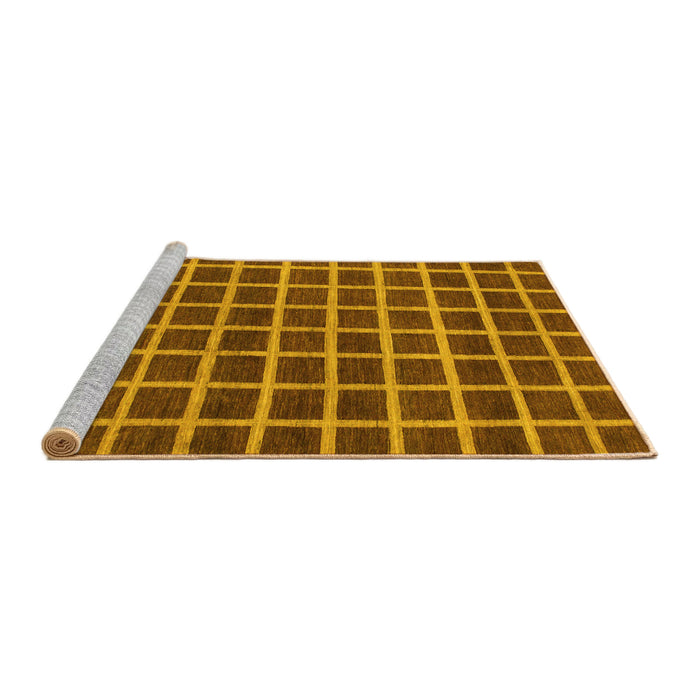 Sideview of Machine Washable Checkered Yellow Modern Rug, wshabs1382yw