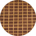 Round Abstract Saffron Red Checkered Rug, abs1382