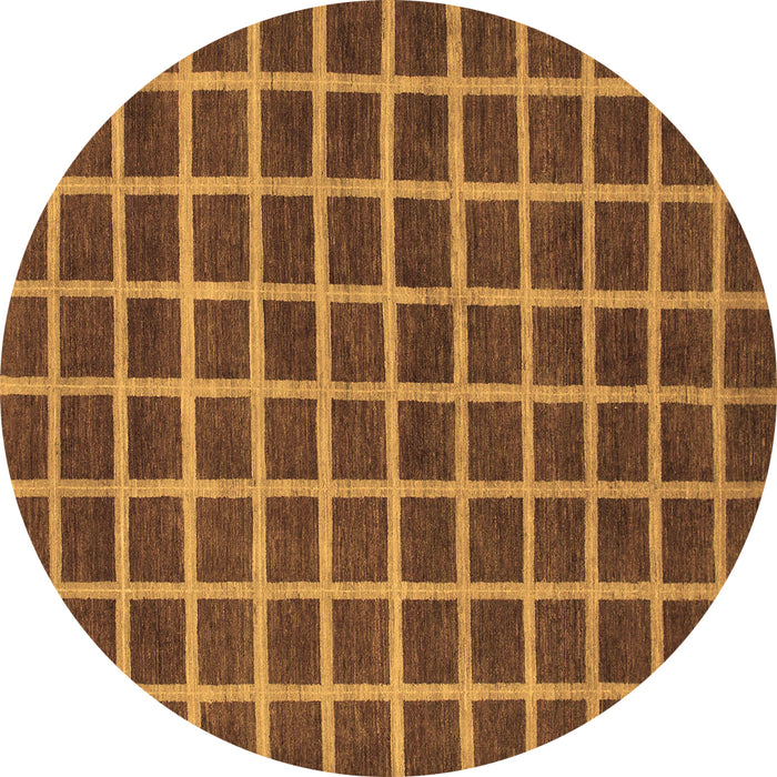Round Machine Washable Checkered Brown Modern Rug, wshabs1382brn