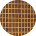 Round Machine Washable Checkered Brown Modern Rug, wshabs1382brn