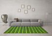 Machine Washable Checkered Green Modern Area Rugs in a Living Room,, wshabs1382grn