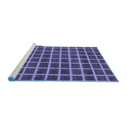 Sideview of Machine Washable Checkered Blue Modern Rug, wshabs1382blu