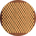 Round Checkered Brown Modern Rug, abs1383brn